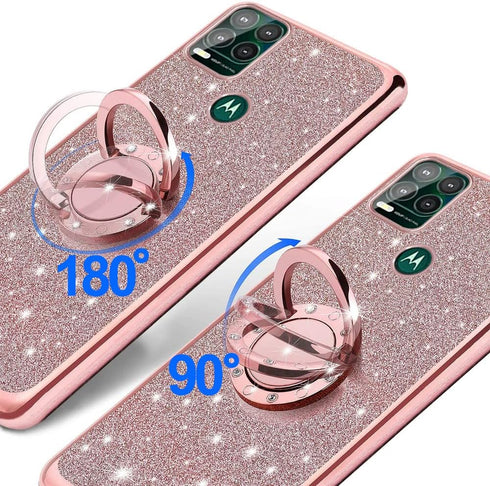 B-wishy for Moto G Stylus 5G Phone Case with Stylus Pen, Luxury Glitter Sparkles Cute Silicone TPU Case for Women Girls with Kickstand, Bling Rhin...