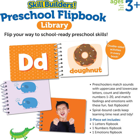 Learning Resources Skill Builders! Preschool Flipbooks -3 Pieces, Ages 3+, Preschool Learning Activities, ABC and Numbers for Toddlers, Activity B...