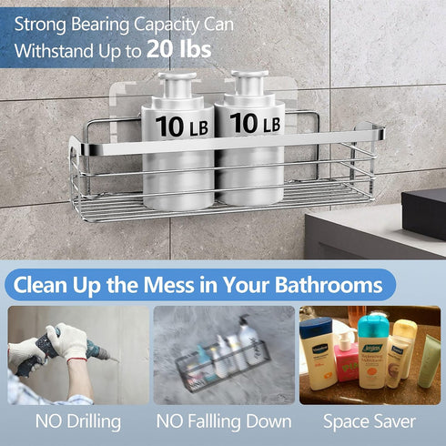 Adhesive Shower Caddy 2 Pack Shower Organizer Shelf, No Drilling Stainless Steel Bathroom Storage Rack for Inside Shower Shampoo Conditioner Holde...