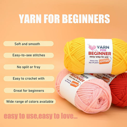 Yellow Yarn for Crocheting and Knitting Cotton Crochet Knitting Yarn for Beginners with Easy-to-See Stitches Cotton-Nylon Blend Easy Yarn for Begi...