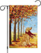 Louise Maelys Fall Welcome Garden Flag 12x18 Double Sided, Small Burlap Autumn Golden Retriever Dog Garden Flag Maple Leaves Fall Thanksgiving Out...