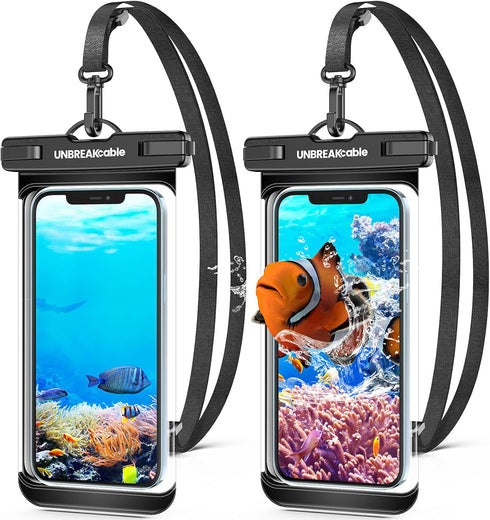 UNBREAKcable Waterproof Phone Case, 2-Pack IPX8 Universal Waterproof Phone Pouch Dry Bag for iPhone 15 14 13 12 11 Pro Max XR X XS SE 2022 8 Plus ...