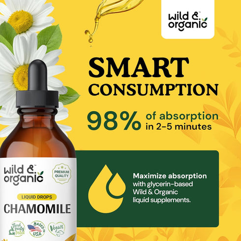 Chamomile Flower Supplement - Organic Chamomile Liquid Extract - Vegan, Alcohol Free Drops - 4 fl oz...