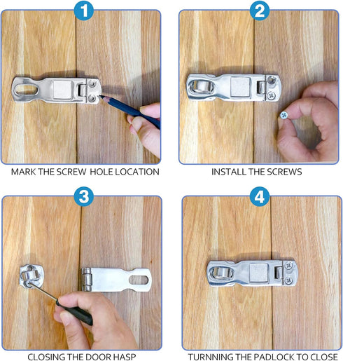 2 Pcs 3 Inch Marine Grade Door Hasp, 316 Stainless Steel Swivel Safety Hasp, Heavy Duty Door Hasp with Turning Padlock Eye Mount...