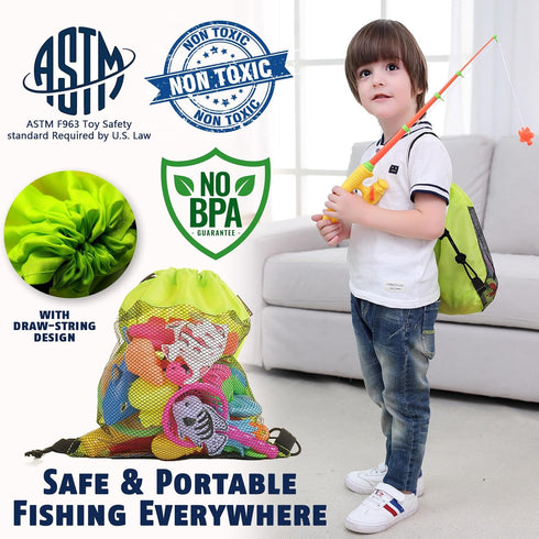CozyBomB™ Magnetic Fishing Toys Game Set for Kids | Water Table Bathtub Kiddie Pool Party with Pole Rod Net, Plastic Floating Fish-Toddler Color O...