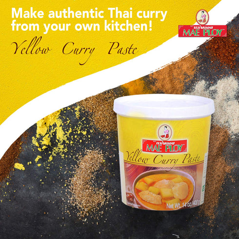 Mae Ploy Thai Yellow Curry Paste for Restaurant-Quality Curries, Aromatic Blend of Herbs, Spices & Shrimp Paste, No MSG, Preservatives or Artifici...