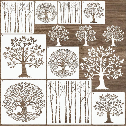 Tree Stencils for Painting on Wood Tree of Life Stencil Large 11.8 inch Template Paint Stencils for Painting on Wood Burning Art Craft Canvas Furn...