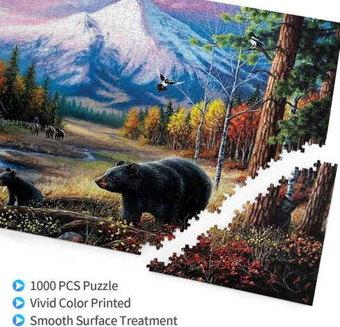 Black Bear Mountain Landscape Jigsaw Puzzles for Adults 300 Piece Puzzles for Adults and Children Wooden Educational Puzzles Gift Home Decoration...
