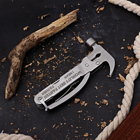 Fathers Gifts for Dad from Daughter Son WORLD'S BEST FATHER I MEAN FATHER Hammer Multitool Camping, 12 In 1 Pocket Multi Survival Tools Cool Gadge...