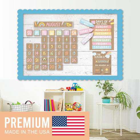 Rustic Classroom Calendar Set Bulletin Board - Bulletin Board Calendar For Classroom Elementary, Teacher Calendar Bulletin Board Sets, Preschool C...