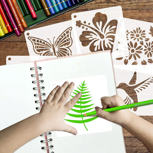 50 PCS Flower Painting Stencils Reusable Flower Stencils for Painting on Wood Rocks Canvas Fabric Glass Pottery 4x4 Inch...