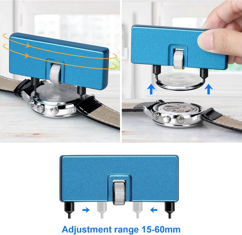 Watch Battery Replacement Kit, Watch Back Remover for Rotate Open Watch Cover, Watch Opening Tool, Watch Strap Removal, Watch Case Opener with Ant...