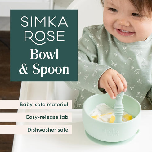 Simka Rose Baby Bowl & Spoon Set, Baby Bowls Suction for Toddler, BPA-Free Silicone Bowls Baby, Baby Bowl & Spoon Dishwasher & Microwave Safe Baby...