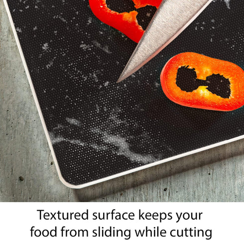 CounterArt Black Marble Design 3mm Heat Tolerant Tempered Glass Cutting Board 15” x 12” Manufactured in the USA Dishwasher Safe...