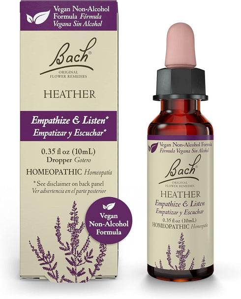 Bach Original Flower Remedies, Heather for Empathy (Non-Alcohol Formula), Natural Homeopathic Flower Essence, Holistic Wellness and Stress Relief,...