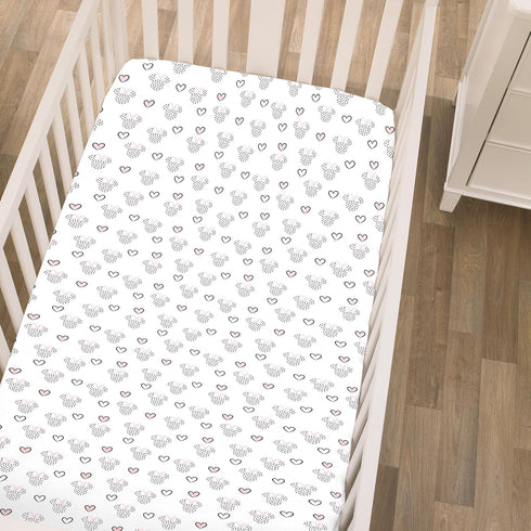 Disney Minnie Mouse Hearts Girl Standard 2-Pack Fitted Crib Mattress Sheets...