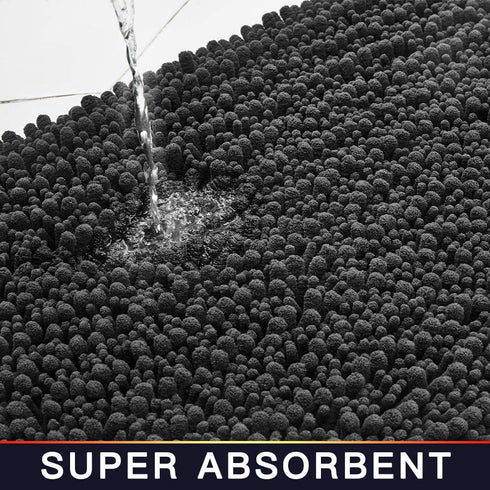 Walensee Bathroom Rug Non Slip Bath Mat (24x17 Inch Dark Grey) Water Absorbent Super Soft Shaggy Chenille Machine Washable Dry Extra Thick Perfect...