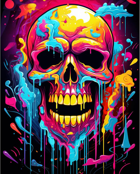 Aihonmin DIY Paint by Numbers,Sugar Skull Day of The Dead,Abstract Canvas Oil Painting Kit for Kids&Adults,16X20 Drawing Paintwork Acrylic Pigment...