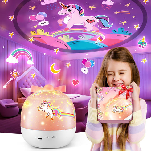 Night Light for Kids, 10 Lullabies+15 Films Kids Night Light Projector, 360° Silent Rotation Projector Night Light for Kids,Rechargeable Baby Nigh...
