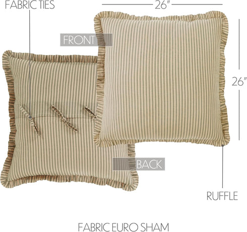 VHC Brands Prairie Winds Bedding Accessory, Green Stripes...
