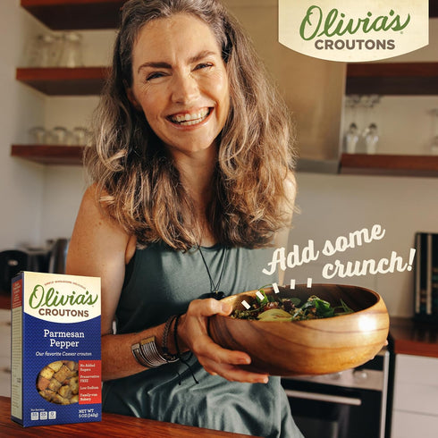 Croutons For Caesar Salad ? Olivia’s Croutons Parmesan Pepper Croutons ? Gourmet Salad Toppers and Soup Croutons From A Family-Run Bakery ? 4 Pack...