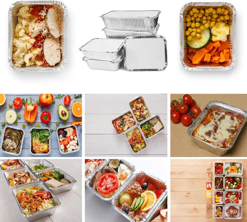 50 Pack 8 OZ/230ML Capacity Mini Aluminum Foil Pans with Cardboard Lids - Christmas Tins Takeout Containers Disposable, Perfect for Food Storage C...