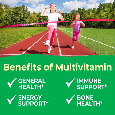 Kids Multivitamin with Iron & Minerals Chewable Tablets - Mixed Fruit Flavor - Vegetarian, GMO-Free, Nut Free - Dietary Supplement - Digestive Sup...
