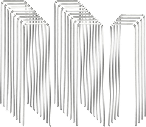 Landscape Staples, Galvanized Garden Stakes, U-Shaped Garden Staples, 20 Pcs 6 Inch 11 Gauge Plant Cover Stakes, Anti-Rust Ground Sod Pins Yard St...