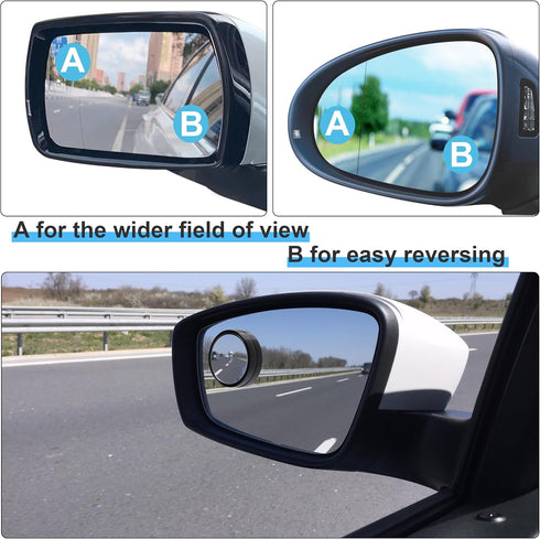 8 Pcs Blind Spot Mirrors for Car, 1.97’’ Round HD Convex Mirror, 360° Wide Angle Side View Mirror with ABS Housing for a wide range of models (bla...