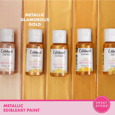 Sweet Sticks Edible Art Decorative Cake Paint 0.5 Ounce (15 Milliliters), Metallic Glamorous Gold...