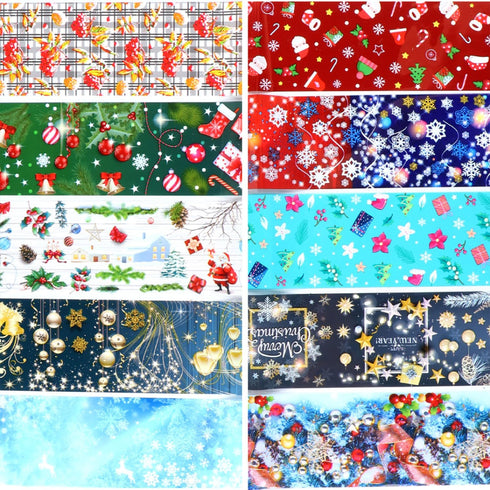 Christmas Nail Foil Transfer Stickers 10 Sheets Xmas Nail Art Stickers Decals Winter Santa Claus Snowflake Bells Nail Decals Supplies for Women Ch...