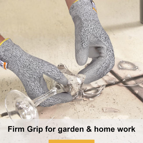 JPP Premium Cut Resistant Gloves, CE Level 5 Protection, PU Coated Cut Proof Work Gloves with Firm Grip, Breathable and Lightweight, 3D Comfort Fi...