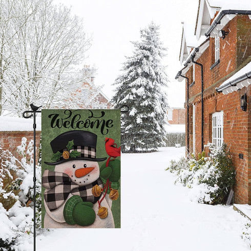 Christmas Welcome Garden Flag Floral Double Sided Vertical Rustic Farmhouse Yard Seasonal Holiday Outdoor Decor 12×18 Inch Y001...