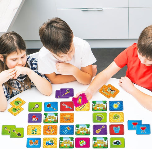 gisgfim 50 Pairs Memory Matching Game for Kids Summer Camp Concentration Games for Preschool Educational Ages 4-8 A Fun & Fast Camp Theme Memory M...