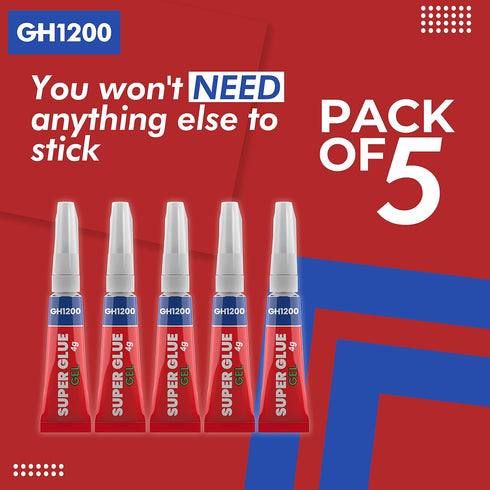 4Gx 5 Value Pack Super Glue Gel All Purpose with Anti Clog Cap. Ca Glue - Strong Adhesive Superglue, Cyanoacrylate Glue for DIY Crafts and Many Mo...