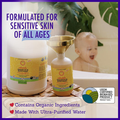 California Baby Calendula Shampoo and Body Wash - Allergy tested Baby Soap and Toddler Shampoo, for Dry, Sensitive Skin, 100% Plant-Based - USDA C...