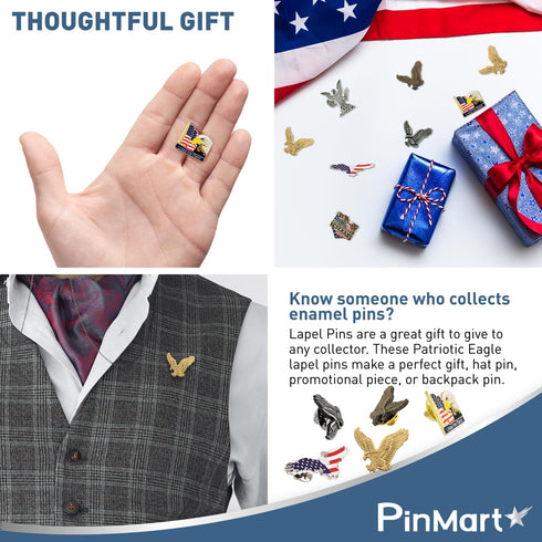 PinMart Patriotic Eagle 7 Lapel Pin Set– Bold American Eagle– Enamel Lapel Pin with Clutch Back for Coats, Suit Jackets, and Lanyards, Set of 7 pc...