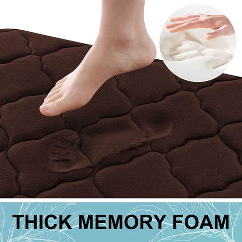 OLANLY Memory Foam Toilet Rugs U-Shaped 24x20, Ultra Soft and Absorbent Bathroom Rugs, Non-Slip Thick Toilet Bath Mat, Machine Wash Dry, Contour B...