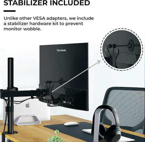 HumanCentric VESA Mount Adapter compatible with Viewsonic models VX2776-smhd, VX2476-smhd, VX2376-smhd, and VX2276-smhd...
