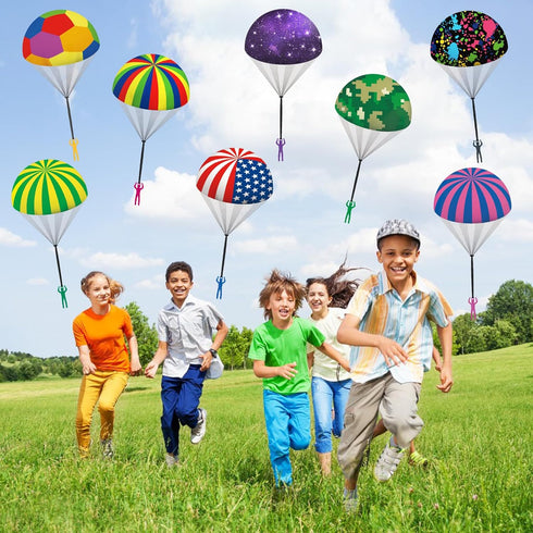 10 Pack Parachute Toys Easter Basket Stuffers for Toddlers, Tangle Free Parachute Toy with Small Figures, Outdoor Flying Toys Air Parachute for Bo...