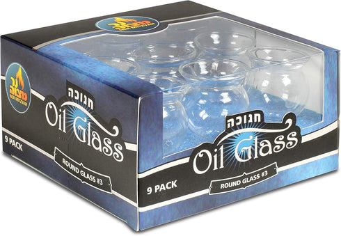 Ner Mitzvah Hanukkah Menorah Glass Oil Cups - Elegant Holders for Oil for Shabbos and Chanukah – Durable Quality, Long-Lasting - Size #3 (9-Pack)...