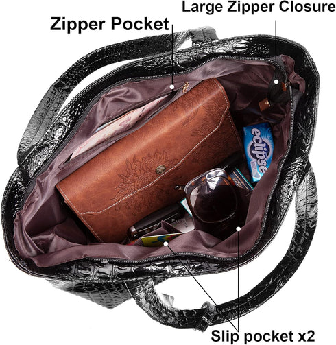 SUMGOGO Purse and Handbag for Women Crocodile Satchel Large Shoulder Tote Bag Wallets...