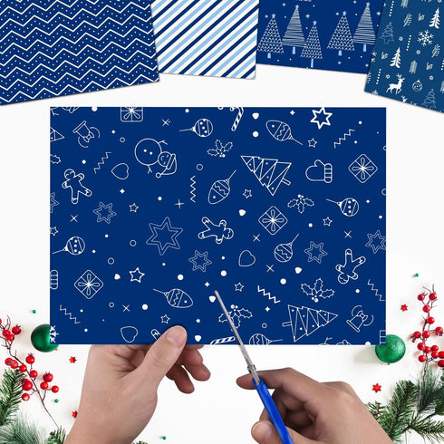 MIAHART 30 Sheets Merry Christmas Pattern Paper Set A4 Size 10 Designs Festival Decorative Craft Paper Double-Sided for Card Making Scrapbook, Blu...