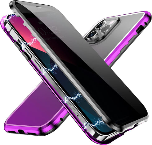 Privacy Magnetic Case for iPhone 11 Pro Max, Double Sided Magnet Adsorption Cover with Anti-Peep Screen Protector and Camera Lens Full Body Protec...