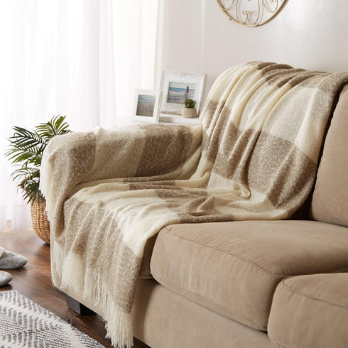 DII Coastal Acrylic Rugby Stripe Woven Throw, 50x60, Brown...