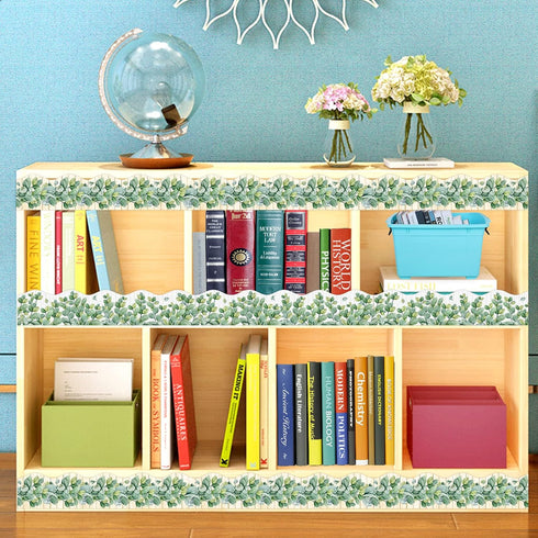 Eucalyptus Bulletin Board Border Die-Cut Classroom Decoration 36ft Per Roll Two Sided Printed Rustic Greenery Leaves Border for Classroom Back to ...