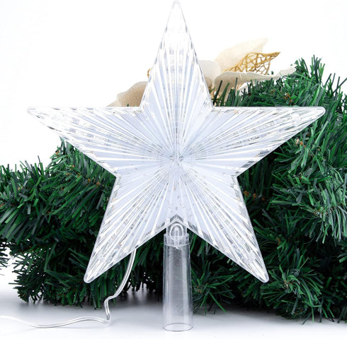 Christmas Tree Topper Star Warm White Light Christmas Tree Decor for Christmas Holiday Home Fit for General Size Xmas Tree, 8.7 Inch...