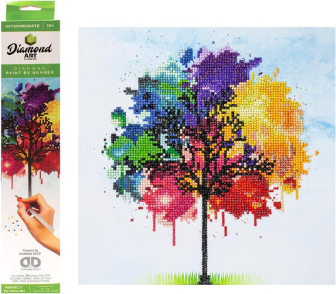 DIAMOND ART BY LEISURE ARTS Diamond Painting Kits for Adults 12"X12" Intermediate Rainbow Tree, Full Drill, Art Kits, Dimond Art, for Adults, Kit...