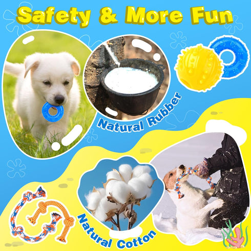 Puppy Toys for Teething, 9 Pack Interactive Dog Toys for Small Dogs, Puppy Chew Toys with Rope Toys, Treat Ball and Cute Squeaky Toys, Hold a Bott...