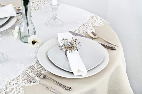 White Jacquard Peacock Tail European Lace Table Runner, Dresser Scarf, Wedding Décor (16Wx44L)...